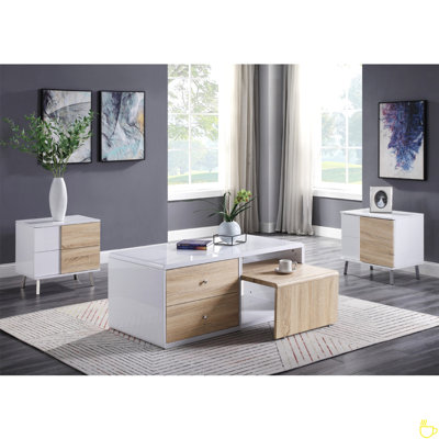 Table basse rectangulaire avec table coulissante