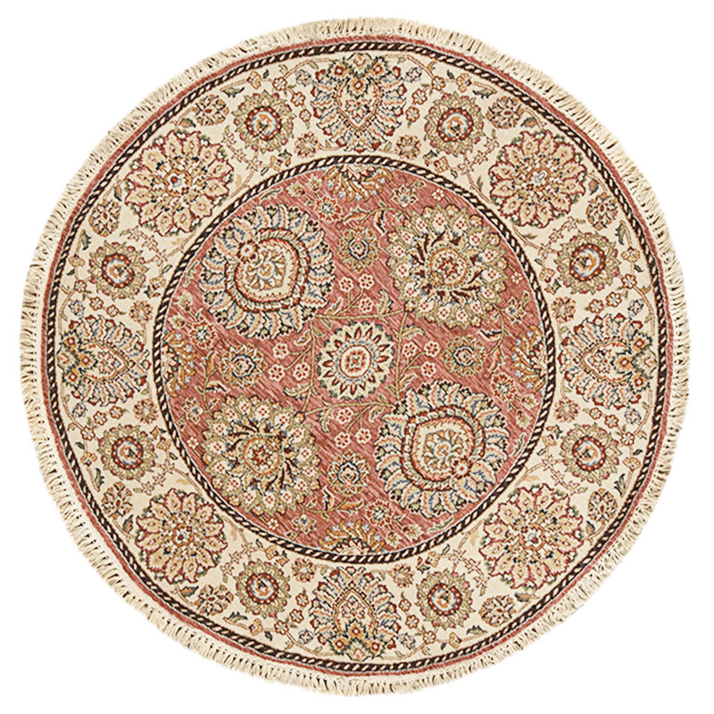 High-Quality Hand-Knotted Rose And Ivory Area Rug