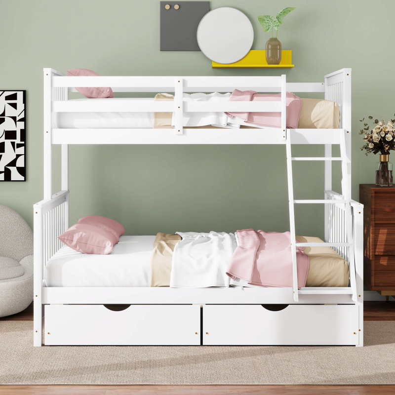 Lit simple superposé sur lit double en bois massif Envere par Harriet Bee