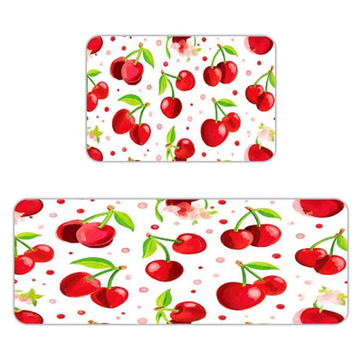Cerises rouges, 2 tapis de cuisine antidérapants
