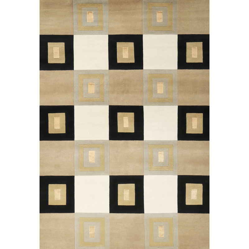 Tapis gris/vert contemporain, Rectangle 6 pi x 9 pi