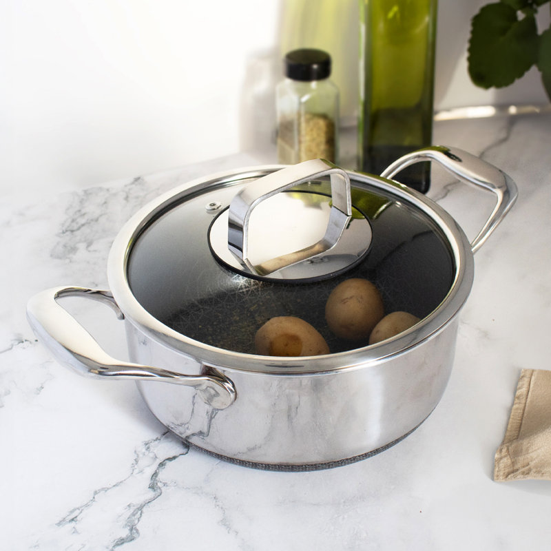 DiamondClad 3-Quart Hybrid Nonstick Stainless Steel Pot with Lid