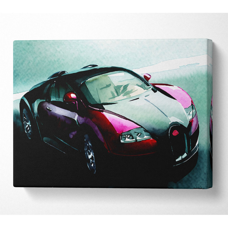 Bugatti Veyron Red And Black - Wrapped Canvas Print, 66cm H x 106.6cm W x 10cm D