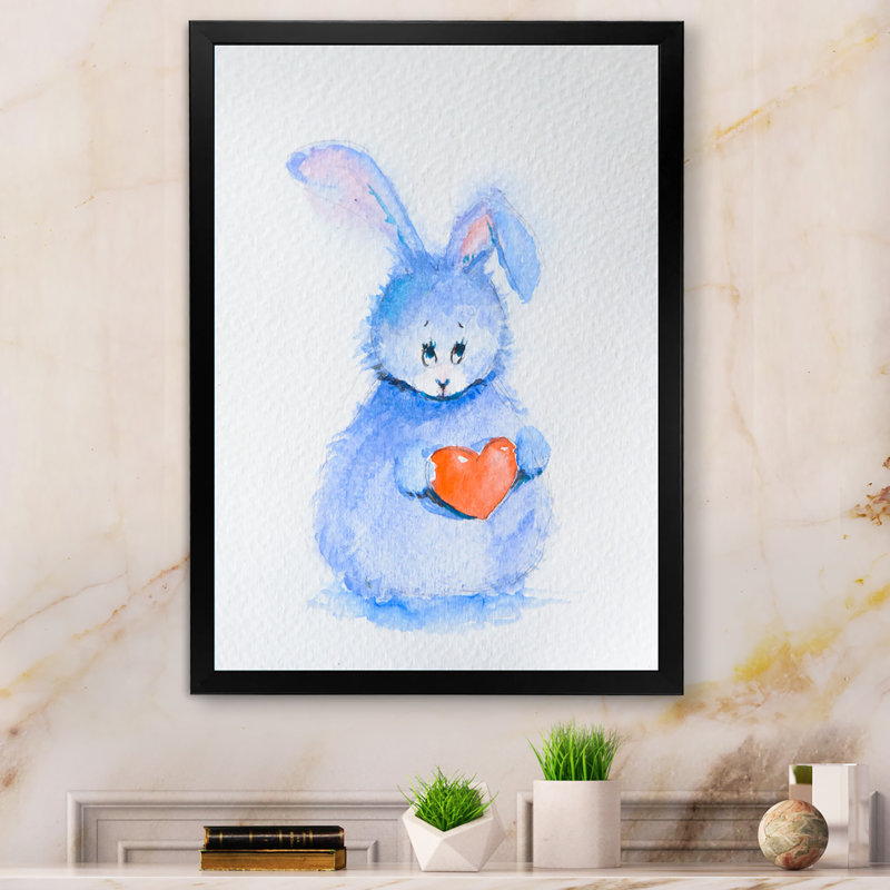 «Cute Funny Rabbit Bunny», reproduction de cadre photo sur toile, Toile avec cadre photo noir, H 20 po x l 12 po x P 1 po