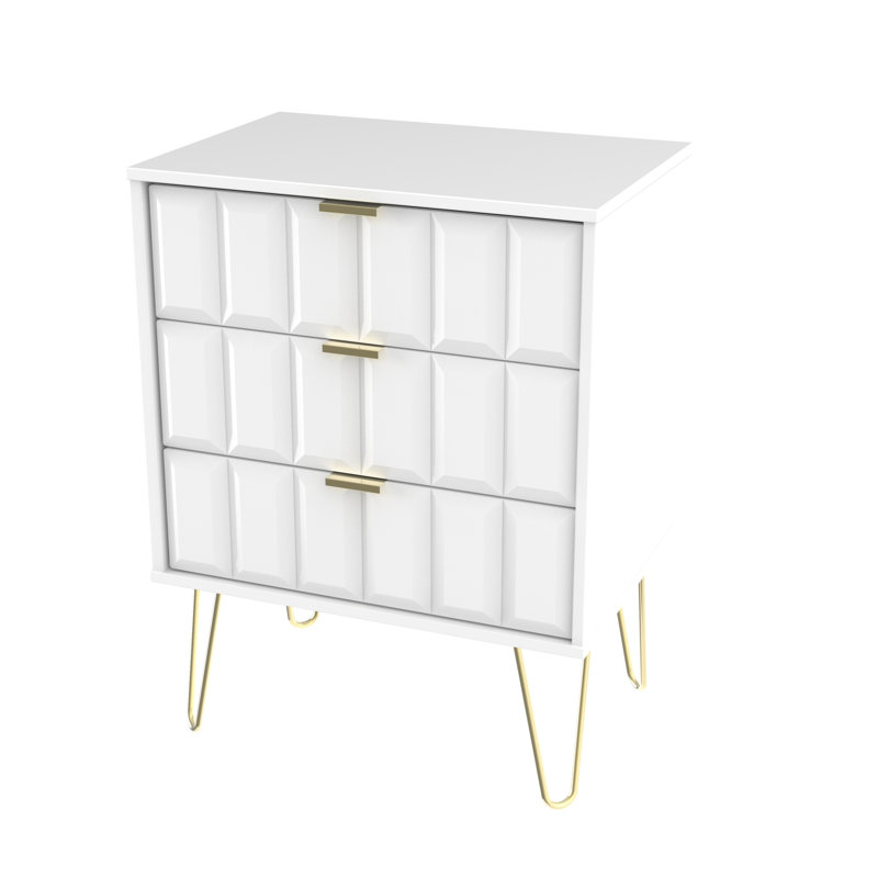 Fully Assembled Pearsonville 3 Drawer 57.5Cm W Chest of Drawers, White