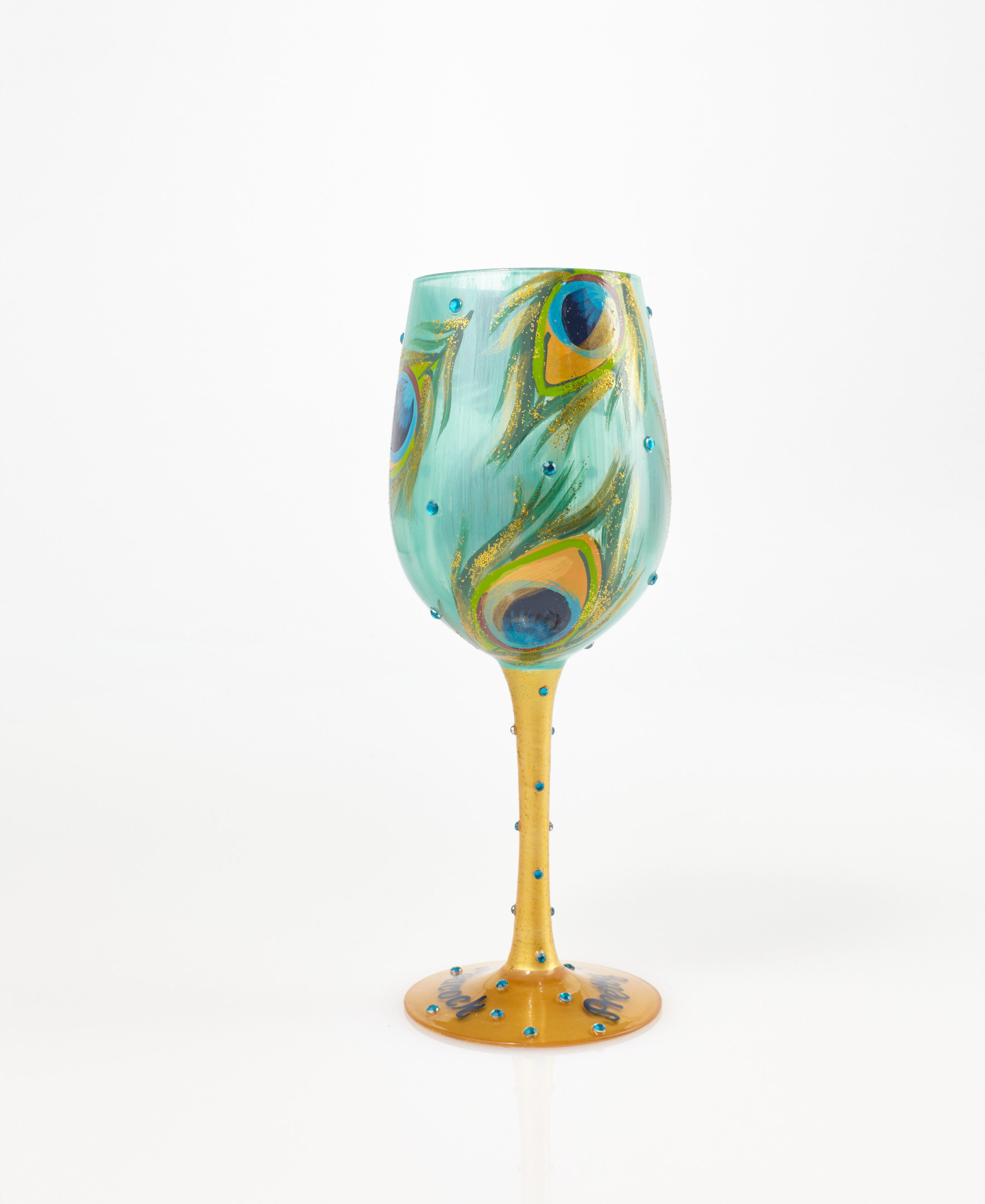 Peacock stemless wine glass, 17 oz. 