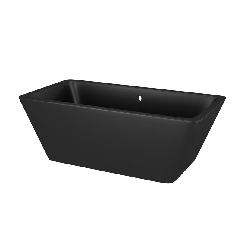 Mendocino 66" x 34" NativeStone Freestanding Soaking Cement Bathtub, Charcoal