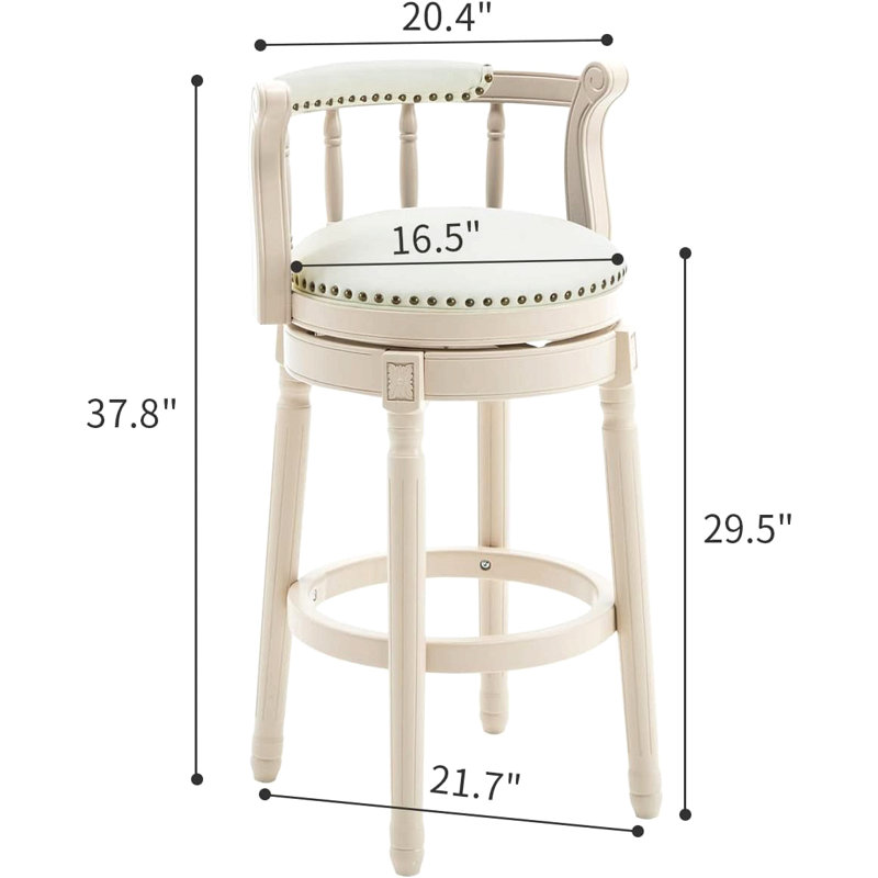 Tabourets de bar avec siège à hauteur de 29,5 po, Blanc