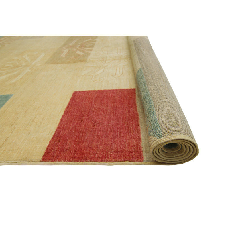 Tapis fin fait à la main Chobi Finley - beige, rouge, 8 pi 10 po x 11 pi 5 po