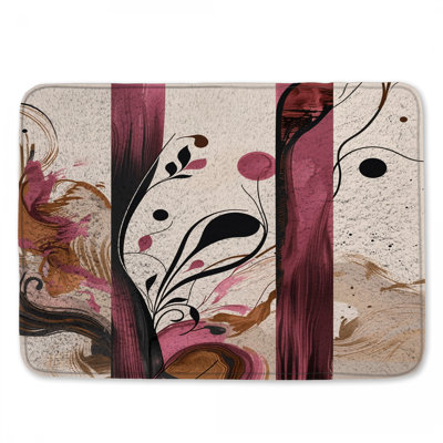 Abstract Floral Stripes Bath Mat