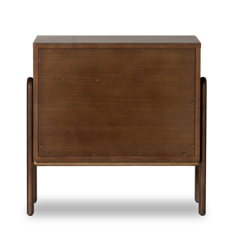Terra Brown Ash Solid Wood 2-Drawer Nightstand