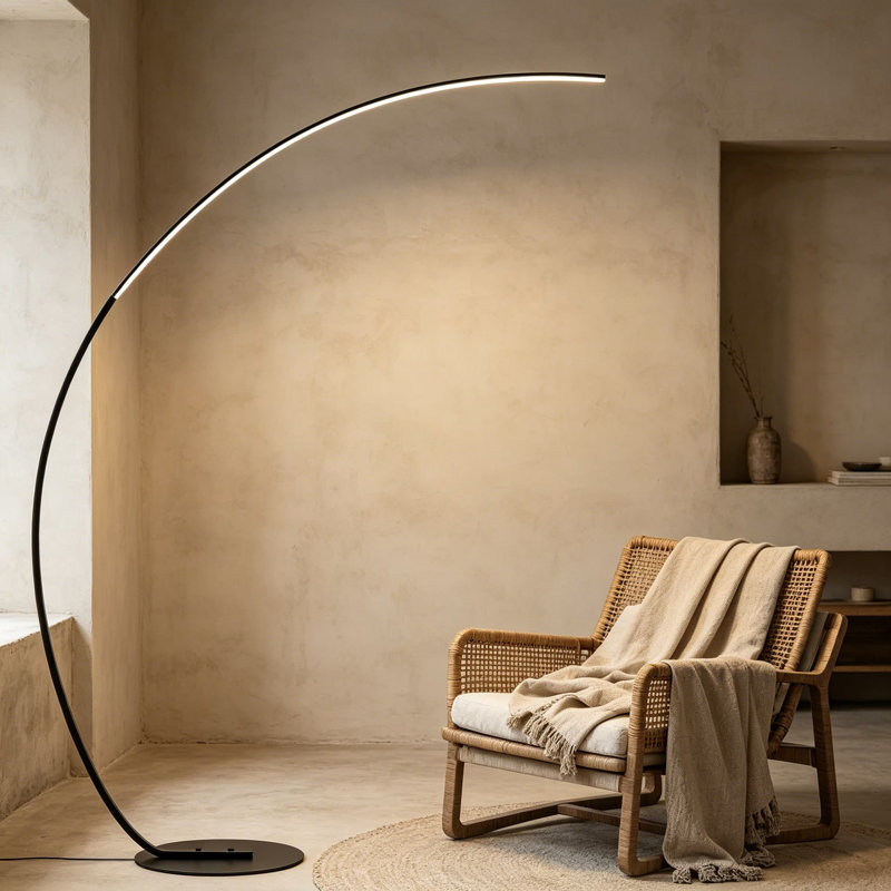Lampe sur pied arquée moderne avec télécommande - lumière blanche ajustable à changement de couleur à intensité variable RVBW, lampe de lecture ambiante pour le salon et la chambre à coucher