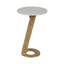 Plateau de table d'appoint en métal sculpté à base dorée Boho Glam métallique pour le bureau du salon - 23 po blanc et or