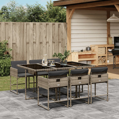 Latitude Run® 13 Piece Patio Dining Set With Cushions Gray Poly Rattan