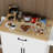White Kitchen Island Trolley With Drawer, Doors, Storage, Adjustable Shelves, Towel & Seasoning - Rolling Quality