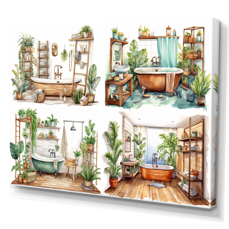 "Natural Bathroom Decor XXIII", reproduction sur toile encadrée, H 16 po x l 32 po x P 1 po, Toile tendue