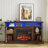 Rustic Electric Fireplace TV Stand With Glass-Door Cabinets, Adjustable Shelves & 22-Level Temperature Control-1593508520