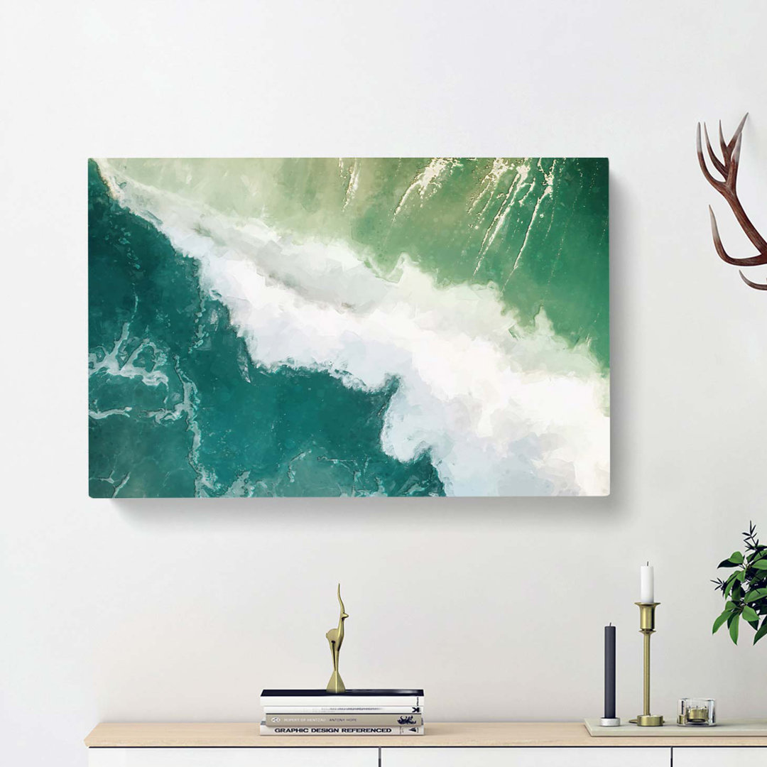 Green Crashing Waves in Australia - Wrapped Canvas