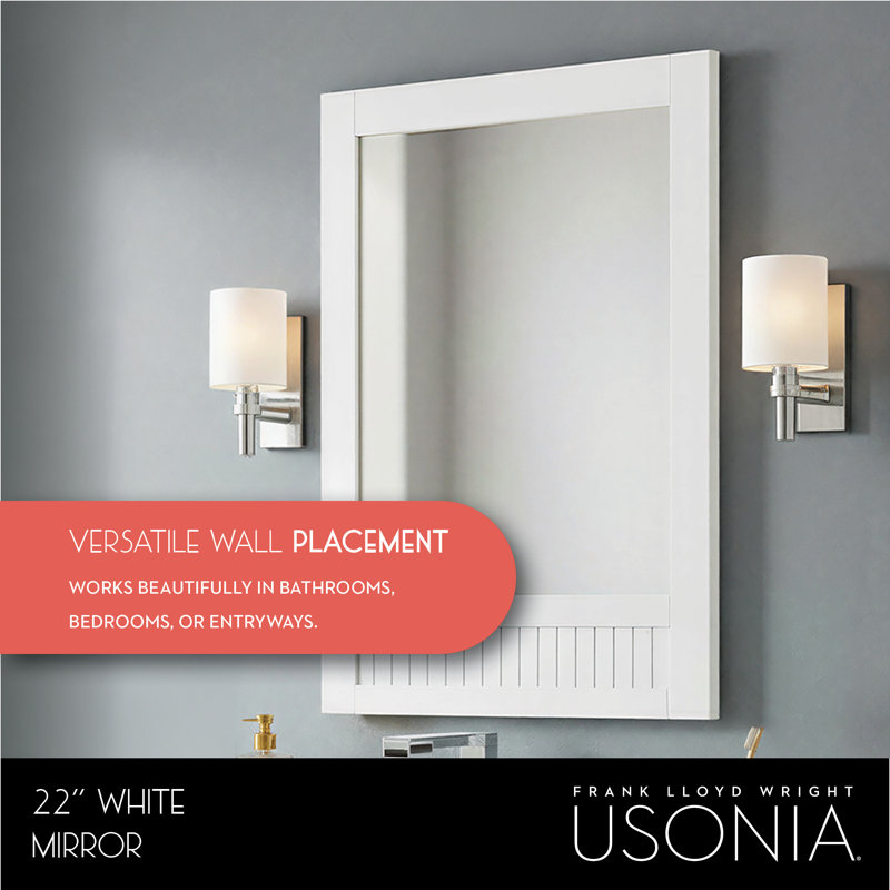 Through Lines Bathroom Mirror, 30" x 22", White