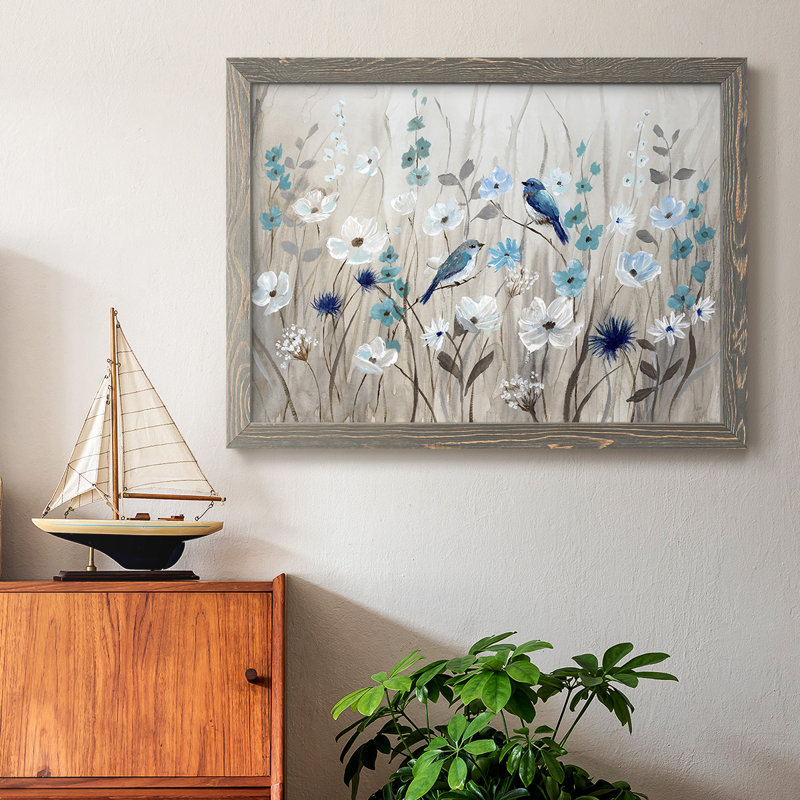 Bluebirds In Spring, reproduction d'art sur toile, Gris, H 14 po x l 20 po x P 1,5 po