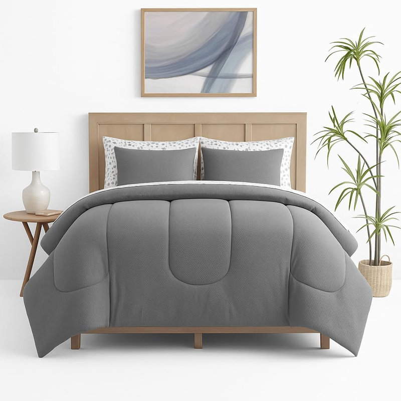 Ensemble de lit dans un sac 11 pièces Stylehouse, literie luxueuse tout-en-un, Gris