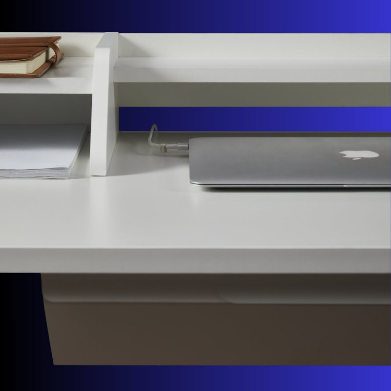 4.3" H  Hutch only, 4.3" H x 54.3" W x 11.7" D, White