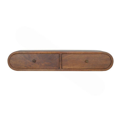 Floating Chestnut London Console, 2-Drawers, Shiny Knobs