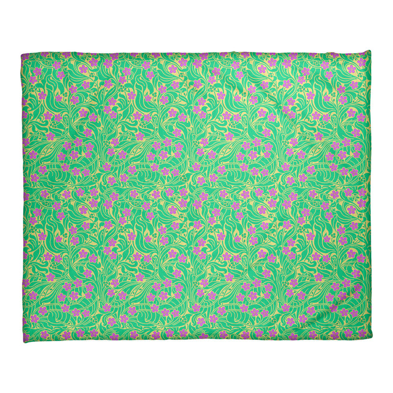 Couverture florale Katelyn Elizabeth Swirly, L 52,5 po x L 62,5 po, Jaune, vert et mauve