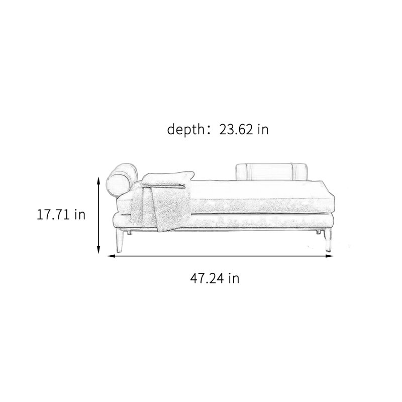 Méridienne simple et confortable, Orienté à gauche (vu de face)