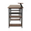 Bureau industriel en L avec tablettes de rangement, noyer