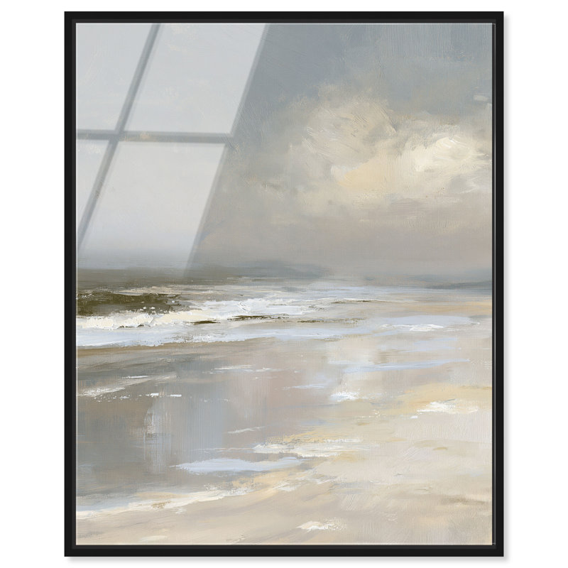 Pale Beach I Impression acrylique encadrée Décoration murale côtière par, H 25 po x l 21 po, Cadre noir