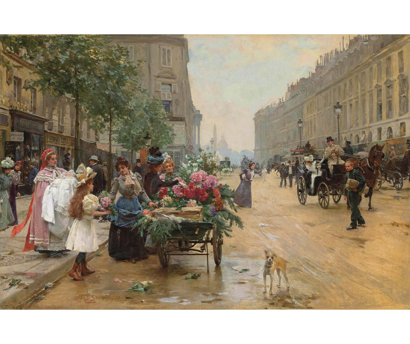 "Rue Royale, Paris" par Louis Marie De Schryver - Art sur toile tendue avec châssis, H 17 po x l 24 po
