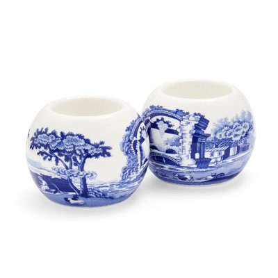 Spode – Blue Italian – Tealight Holders – BlueWhite, Set of 2