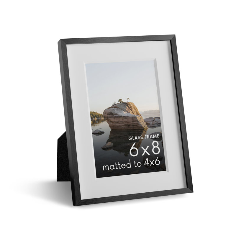 Cadre photo en métal avec verre, Noir, L 6 po x H 8 po