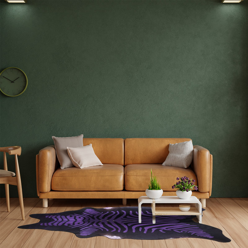 Tapis mauve sur fond noir, Nouveauté 6 pi 2 po x 7 pi 4 po