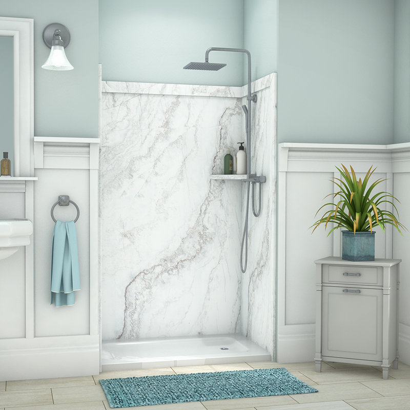 FlexStone Elegance 3-Panel 48"W x 36"D x 80"H Alcove Shower Surround in Calypso, Calypso
