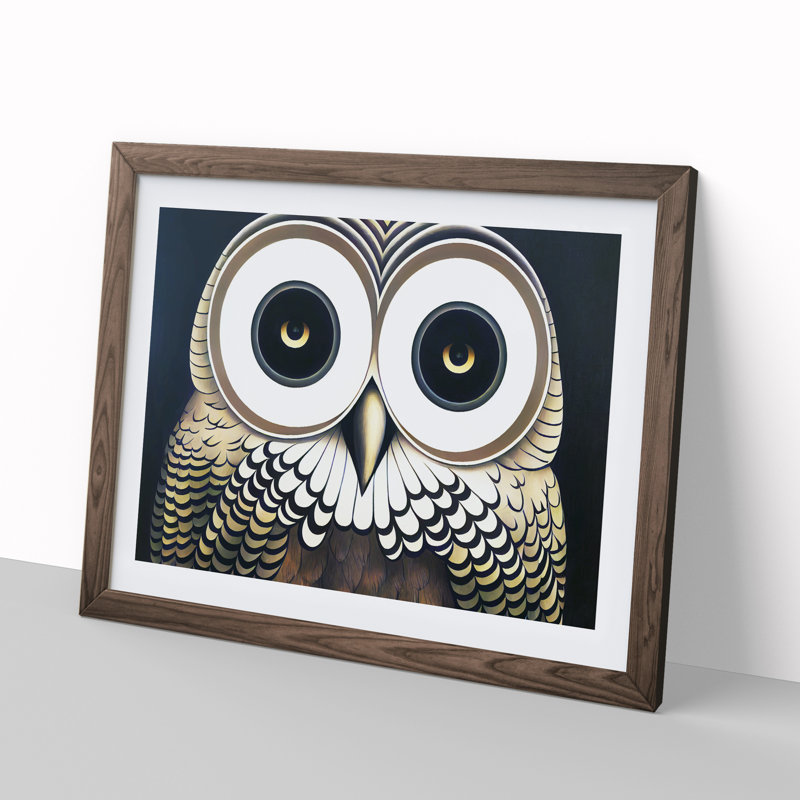 Euphoric Owl - Framed Print, 34cm H x 46cm W x 2cm D, Walnut