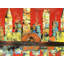 Ensemble de 4 napperons en polyester rouge abstrait