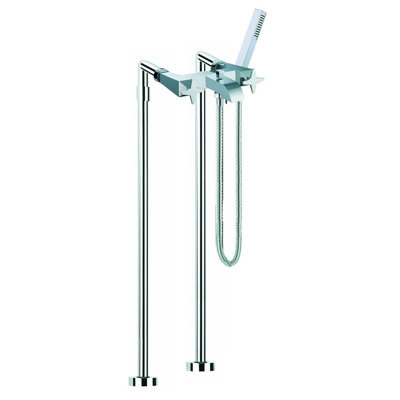 Mp1 2 Handle Floor Clawfoot Tub Faucet with Diverter