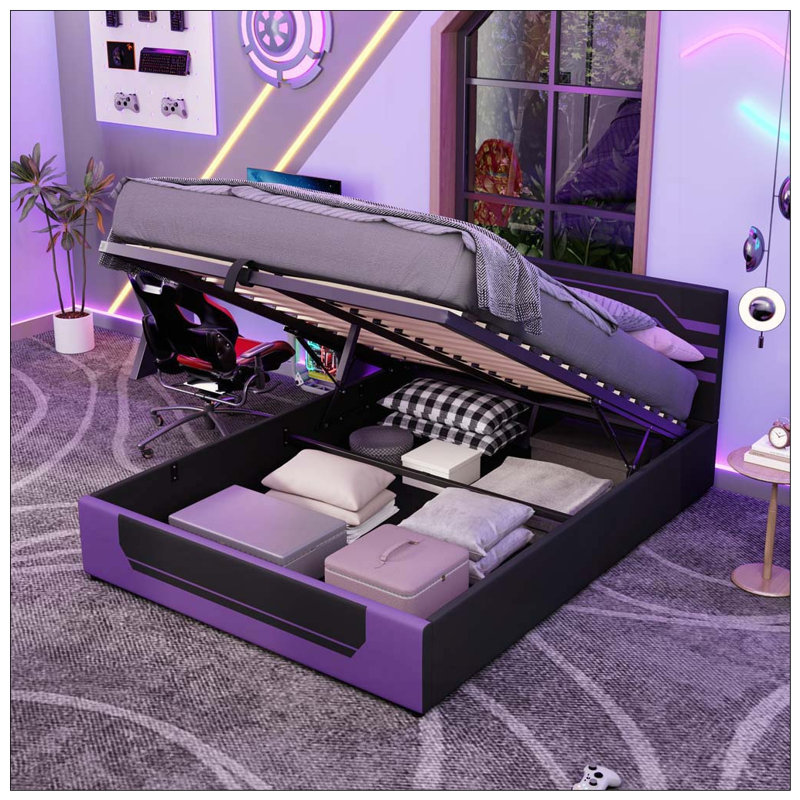 Base de lit de jeu hydraulique moderne, Purple+Black