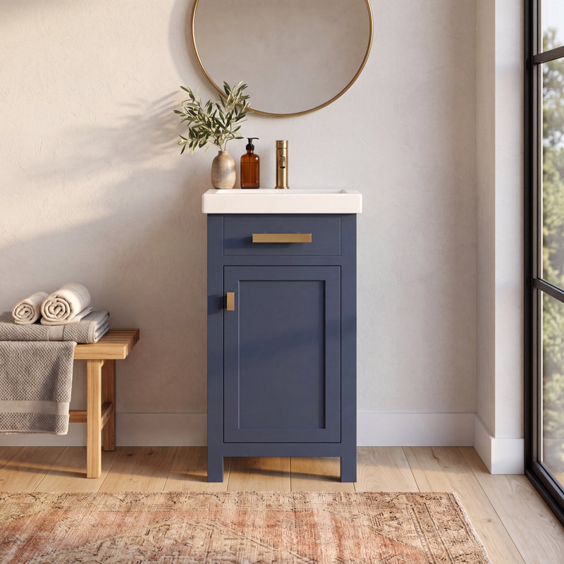 Caitlyn 17.3'' Single Bathroom Vanity with Ceramic Top, Monarch Blue