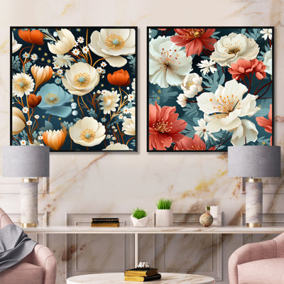 Gustave - Ensemble de 2 collages floraux carrés