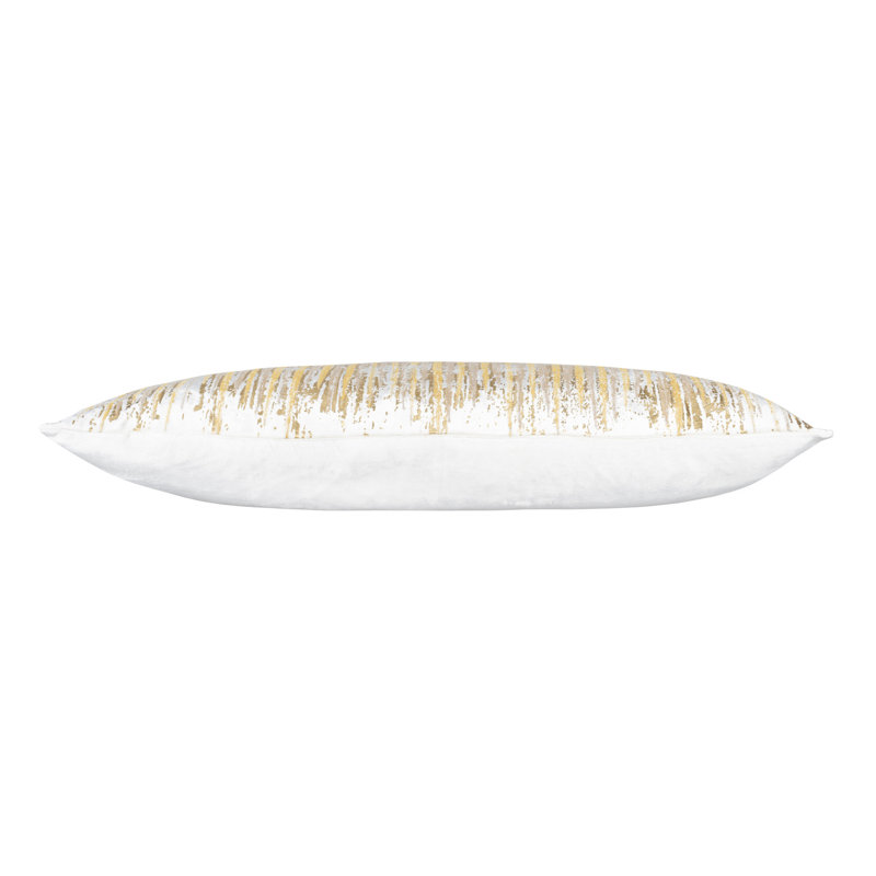 Verona Rectangular Velvet Pillow Cover & Insert, Gold/Ivory