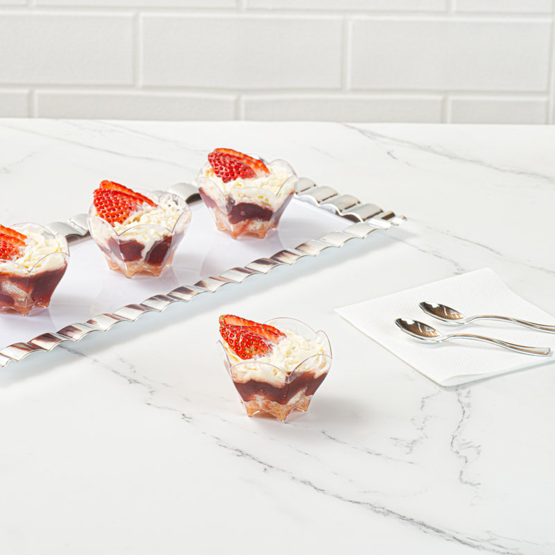 Mini-tasses à dessert en plastique de 25 onces et 2 onces, tasses robustes incassables, motif floral, contenants à apéritifs jetables en plastique transparent pour les événements extérieurs