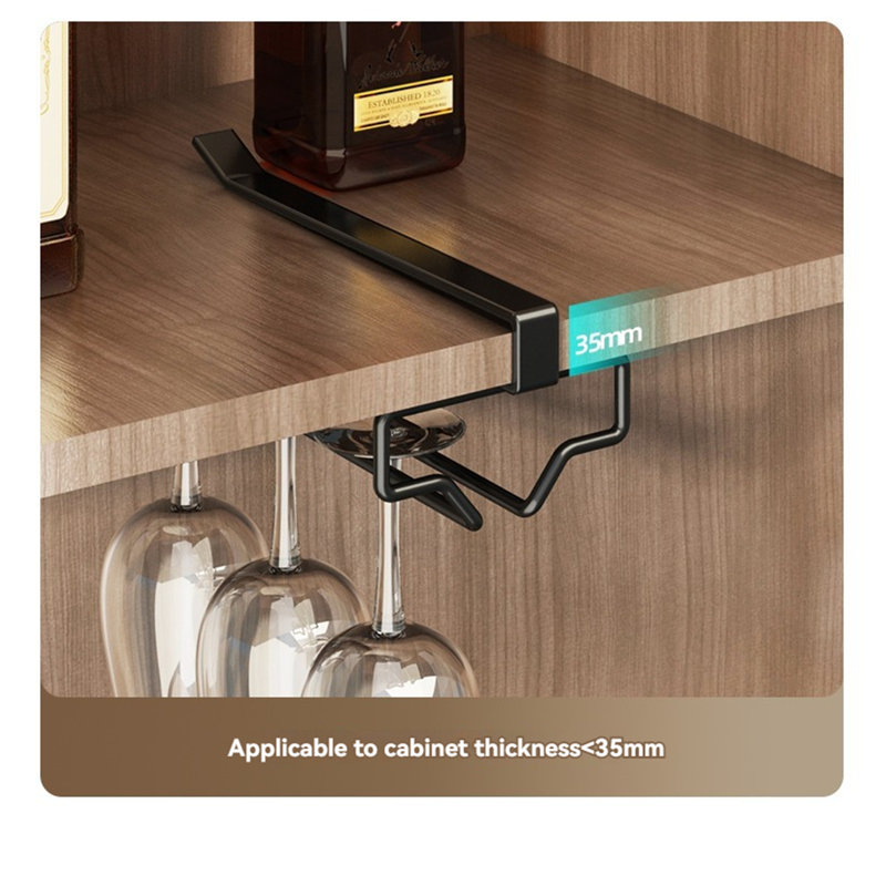 Diniz Wall Mounted Wine Glass Rack Black