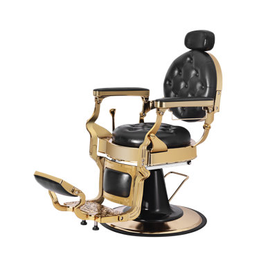 Fauteuil de coiffeur vintage pour salon de coiffure, fauteuil de salon inclinable hydraulique à 360 ° avec appui-tête et repose-pieds réglables, pouvant supporter jusqu'à 700 lb, pour coiffeur styliste - noir