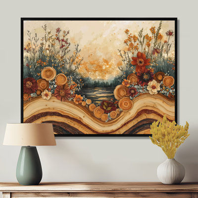 Herbs Flowers On A Top Of Wood Slide II - Herbs Wall Decor