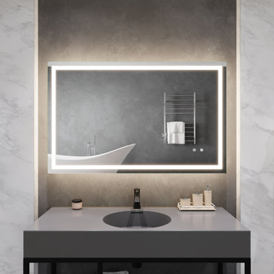 ANZZI 30 po x 48 po Miroir de salle de bain mural à DEL sans cadre avec désembueur avant / arrière