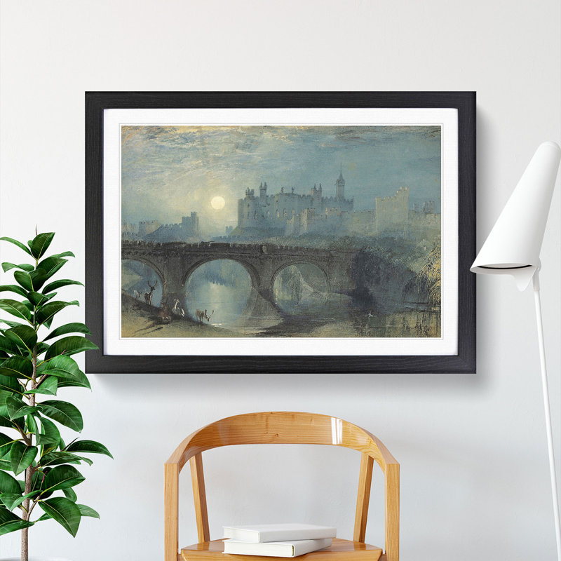 Alnwick Castle by Joseph Mallord William Turner - Picture Frame Graphic Art, Black Framed, 36cm H x 48cm W x 2cm D