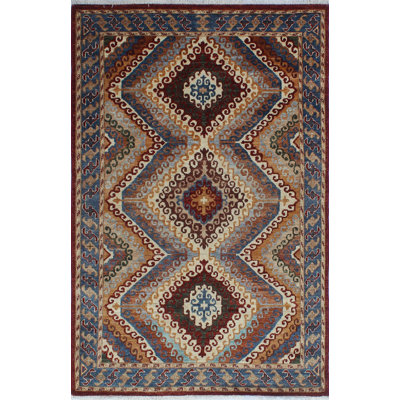 Tapis de zone one-of-kind-noué la rouge 3 pi 10 x 5 pi 11 laine Altom